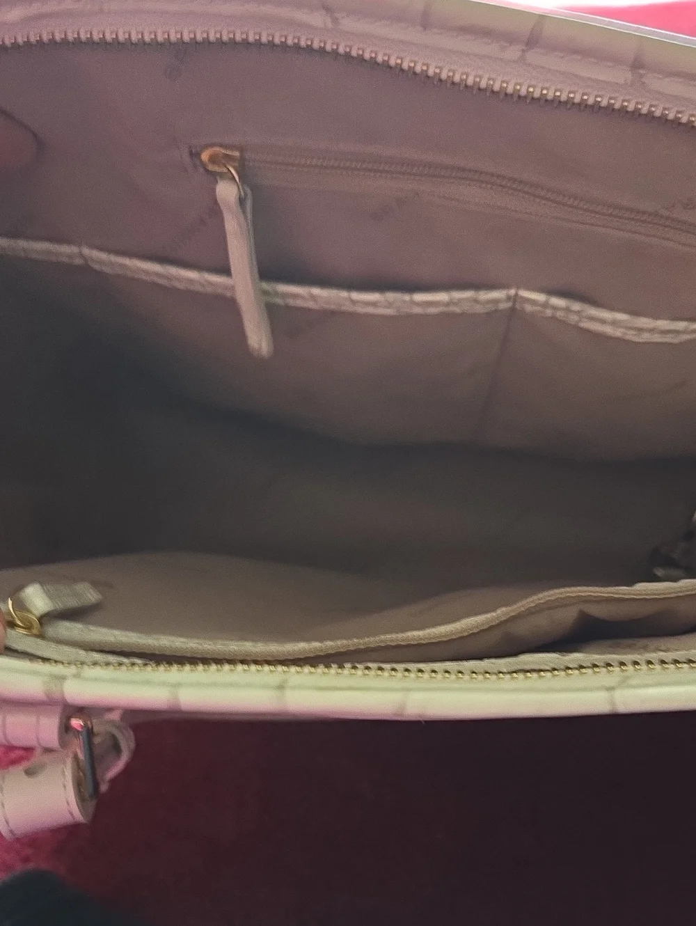 Brahmin White Croc-Embossed Tote Bag with Gold Hardware
